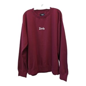 Zanerobe maroon crew neck men's sweatshirt embroidered logo